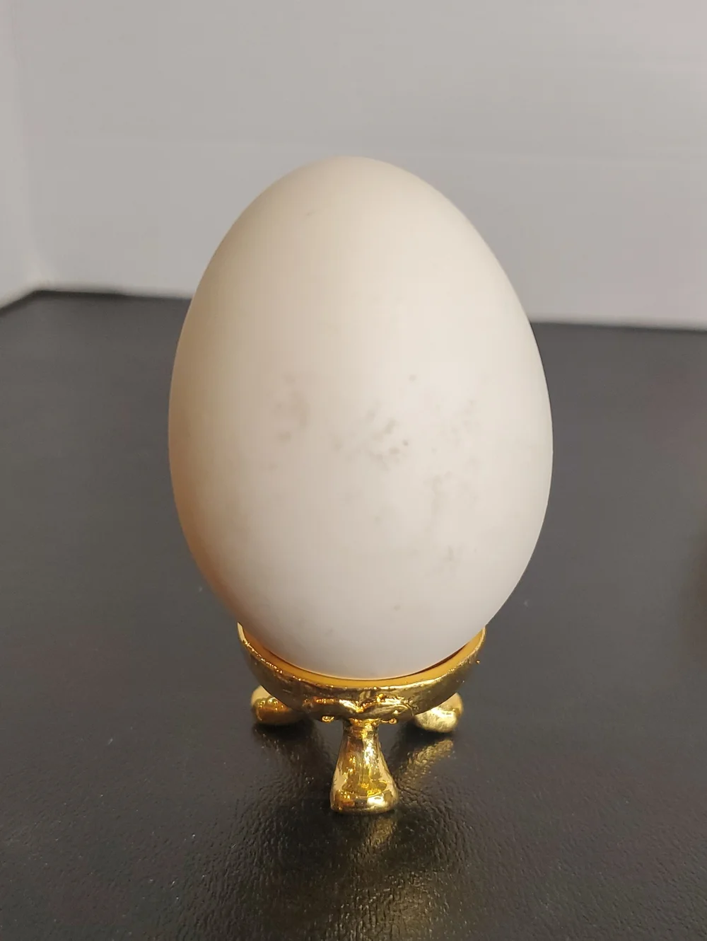 Hand-Painted Floral Porcelain Egg Ornament On Gold Tone Plated Stands (Set of 2)